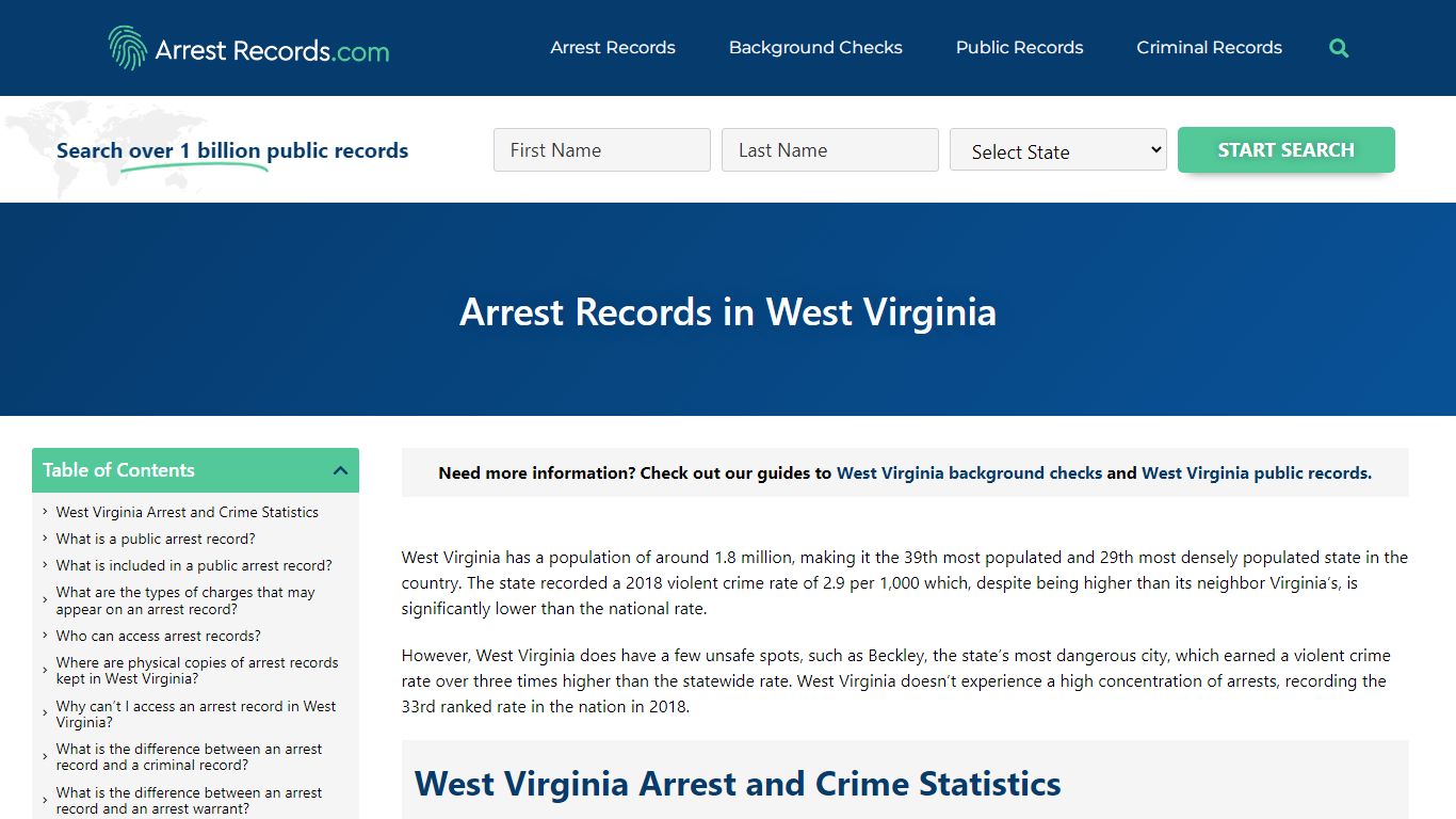 Arrest Records in West Virginia